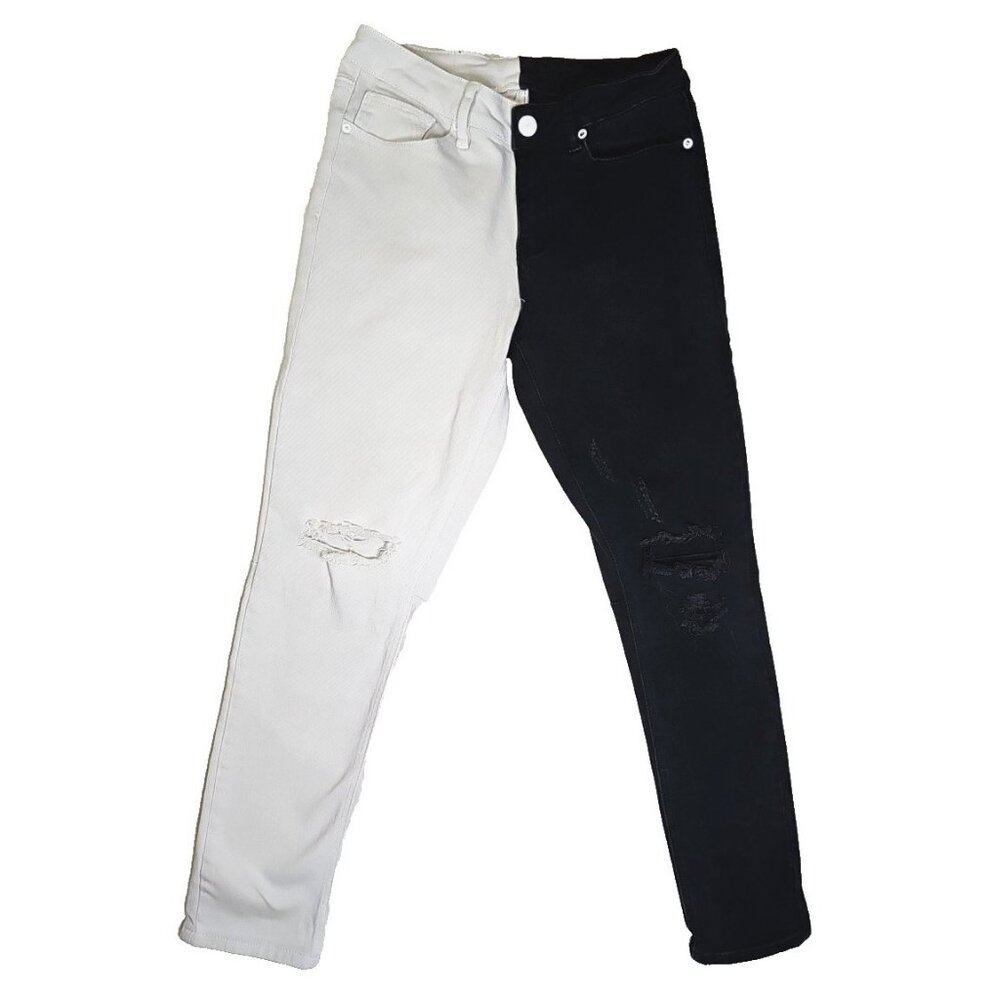 Rue21 Mens Skinny Jeans 30x32 Black White Supreme Flex Skinny Distressed rn70829